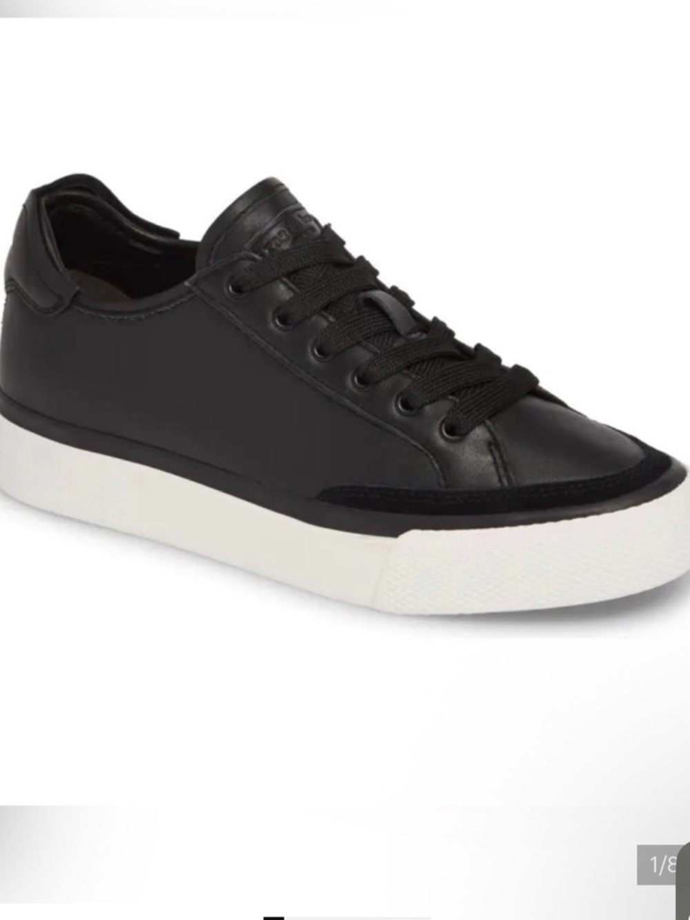 rag & bone Black Leather Low-Top Sneaker with White Sole